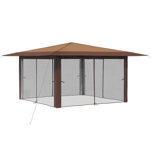 Gazebo s 4 bočne strane 4 x 4 m Bež i smeđa - Bež i smeđa s 4 bočna zida Cijena