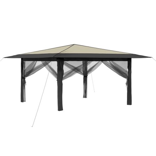 Gazebo s 4 bočne strane 4 x 4 m Krem i Antracit - Krema i antracit s 4 bočna zida Cijena