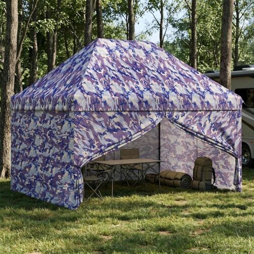 Pop-up Paviljon s 4 Zidova 2,9 x 4,3 m Plavi kamuflaža - 290 x 430 cm Cijena