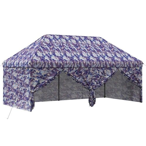 Pop-up Paviljon s 4 Zidova 3 x 6 m Plavi kamuflaža - 290 x 580 cm Cijena