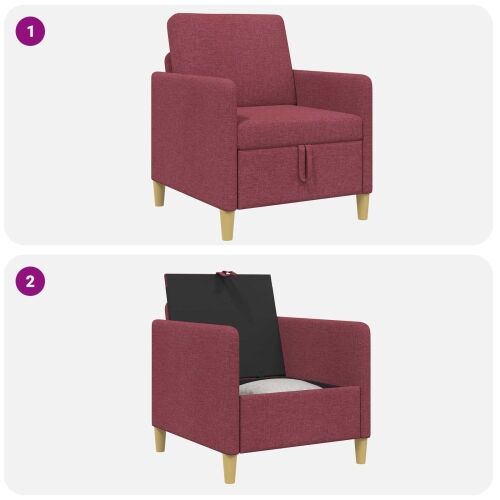 Sofa s pohranom Vinska crvena 72 x 78 x 87 cm Poliester - boja crnog vina 60 cm Cijena