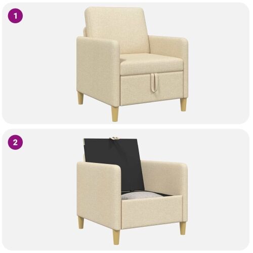 Sofa s pohranom Krem 72 x 78 x 87 cm Poliester - Krem 60 cm Cijena