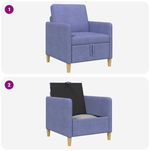 Sofa s pohranom Traper plava 72 x 78 x 87 cm Poliester - Trapere plave boje 60 cm Cijena