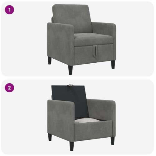 Sofa s pohranom Tamnosiva 72 x 78 x 87 cm Poliester - Tamnosiva 60 cm Cijena