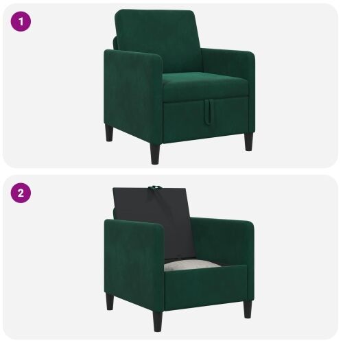 Sofa s pohranom Tamnozelena 72 x 78 x 87 cm Poliester - Tamnozelena 60 cm Cijena