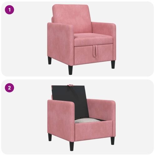 Sofa s pohranom Ružičasta 72 x 78 x 87 cm Poliester - Ružičasta 60 cm Cijena