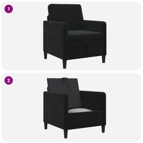 Sofa s pohranom Crna 72 x 78 x 87 cm Poliester - Crna 60 cm Cijena