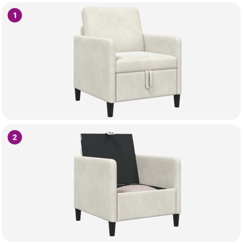 Sofa s pohranom Krem 72 x 78 x 87 cm Poliester - Krem 60 cm Cijena