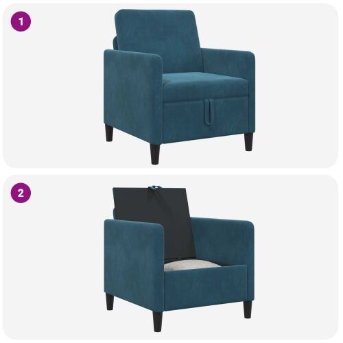 Sofa s pohranom Plava 72 x 78 x 87 cm Poliester - Plava 60 cm Cijena
