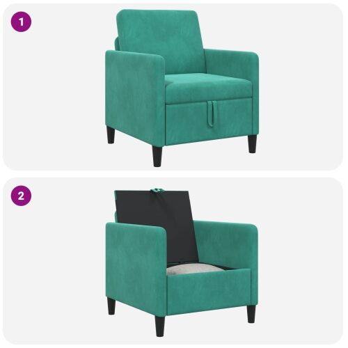 Sofa s pohranom Tirkizna 72 x 78 x 87 cm Poliester - Tirkizna 60 cm Cijena
