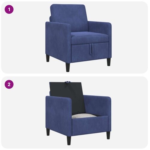 Sofa s pohranom Policijska plava 72 x 78 x 87 cm Poliester - Policijska plava 60 cm Cijena