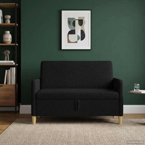 Sofa s pohranom Crna 122 x 78 x 87 cm Poliester - Crna 110 cm Cijena