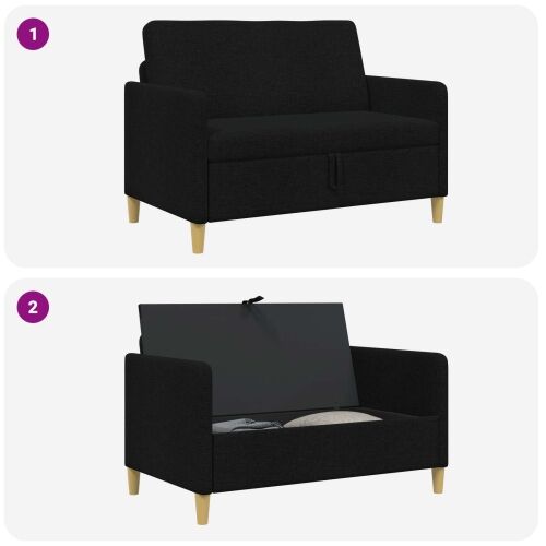 Sofa s pohranom Crna 122 x 78 x 87 cm Poliester - Crna 110 cm Cijena
