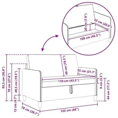 Sofa s pohranom Krem 122 x 78 x 87 cm Poliester - Krem 110 cm Cijena