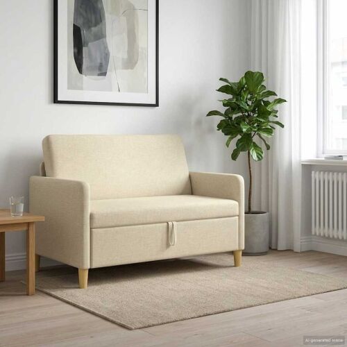 Sofa s pohranom Krem 122 x 78 x 87 cm Poliester - Krem 110 cm Cijena