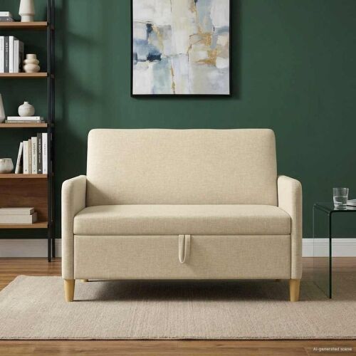 Sofa s pohranom Krem 122 x 78 x 87 cm Poliester - Krem 110 cm Cijena