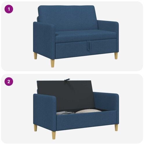 Sofa s pohranom Plava 122 x 78 x 87 cm Poliester - Plava 110 cm Cijena