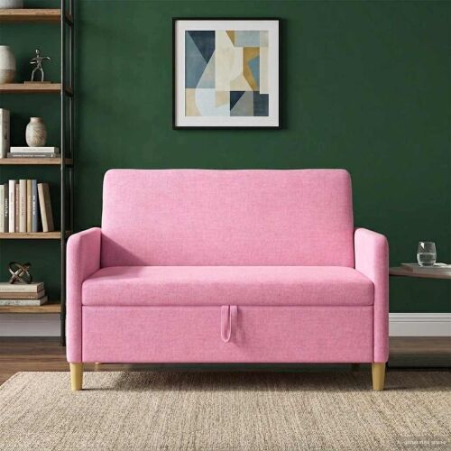 Sofa s pohranom Ružičasta 122 x 78 x 87 cm Poliester - Ružičasta 110 cm Cijena
