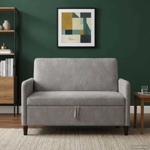 Sofa s pohranom Svjetlosiva 122 x 78 x 87 cm Poliester - Svjetlosiva 110 cm Cijena
