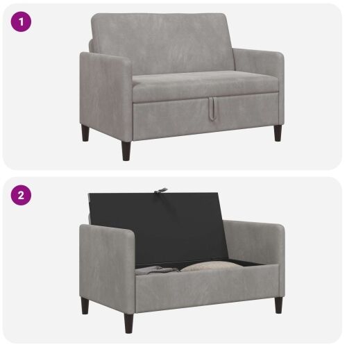 Sofa s pohranom Svjetlosiva 122 x 78 x 87 cm Poliester - Svjetlosiva 110 cm Cijena