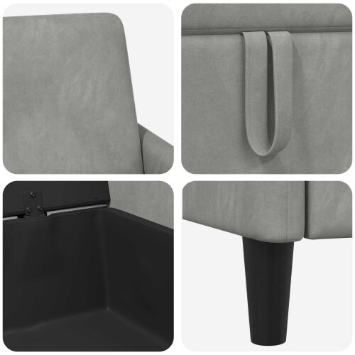 Sofa s pohranom Svjetlosiva 122 x 78 x 87 cm Poliester - Svjetlosiva 110 cm Cijena