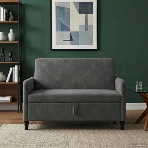 Sofa s pohranom Tamnosiva 122 x 78 x 87 cm Poliester - Tamnosiva 110 cm Cijena