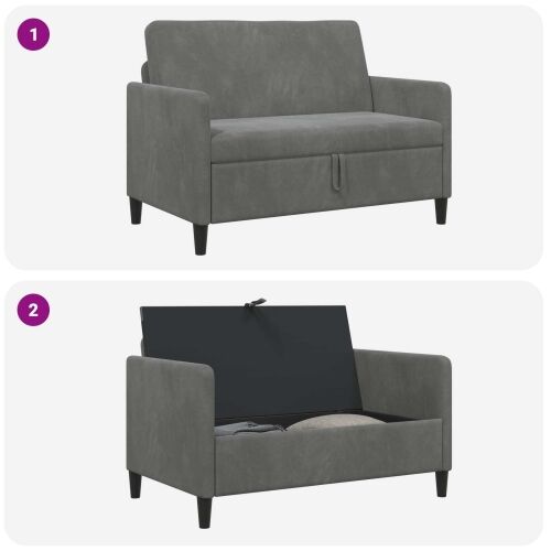 Sofa s pohranom Tamnosiva 122 x 78 x 87 cm Poliester - Tamnosiva 110 cm Cijena