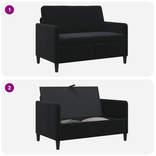 Sofa s pohranom Crna 122 x 78 x 87 cm Poliester - Crna 110 cm Cijena