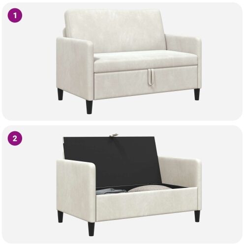 Sofa s pohranom Krem 122 x 78 x 87 cm Poliester - Krem 110 cm Cijena