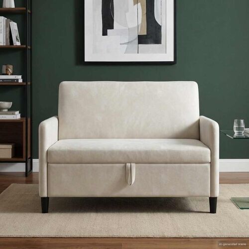 Sofa s pohranom Krem 122 x 78 x 87 cm Poliester - Krem 110 cm Cijena