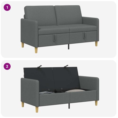 Sofa s pohranom Tamnosiva 152 x 78 x 87 cm Poliester - Tamnosiva 140 cm Cijena