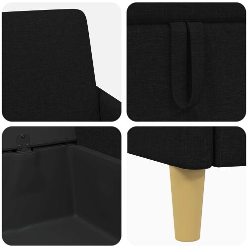 Sofa s pohranom Crna 152 x 78 x 87 cm Poliester - Crna 140 cm Cijena