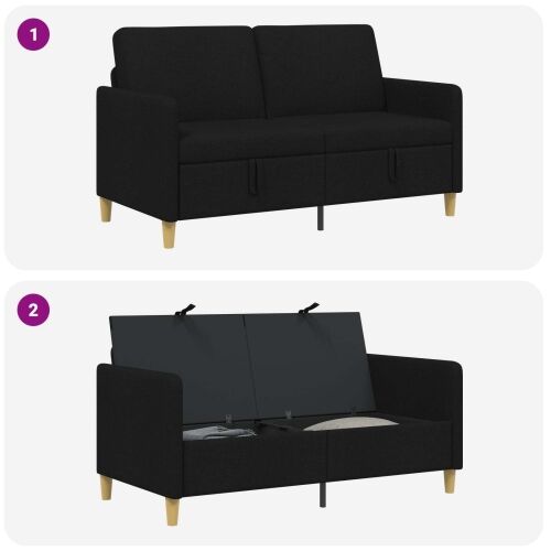 Sofa s pohranom Crna 152 x 78 x 87 cm Poliester - Crna 140 cm Cijena