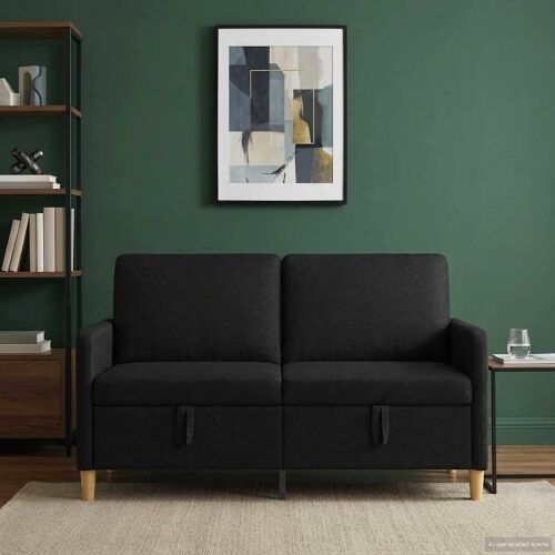 Sofa s pohranom Crna 152 x 78 x 87 cm Poliester - Crna 140 cm Cijena
