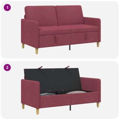 Sofa s pohranom Vinska crvena 152 x 78 x 87 cm Poliester - boja crnog vina 140 cm Cijena