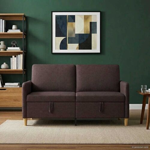 Sofa s pohranom Tamno smeđa 152 x 78 x 87 cm Poliester - Tamno smeđa 140 cm Cijena