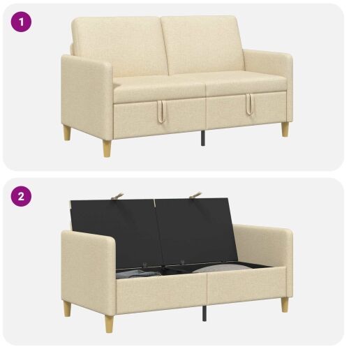 Sofa s pohranom Krem 152 x 78 x 87 cm Poliester - Krem 140 cm Cijena