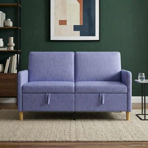 Sofa s pohranom Traper plava 152 x 78 x 87 cm Poliester - Trapere plave boje 140 cm Cijena