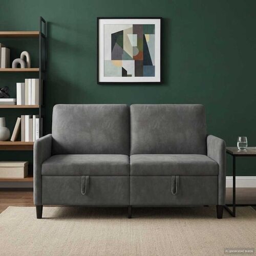 Sofa s pohranom Tamnosiva 152 x 78 x 87 cm Poliester - Tamnosiva 140 cm Cijena