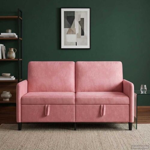 Sofa s pohranom Ružičasta 152 x 78 x 87 cm Poliester - Ružičasta 140 cm Cijena