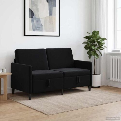 Sofa s pohranom Crna 152 x 78 x 87 cm Poliester - Crna 140 cm Cijena