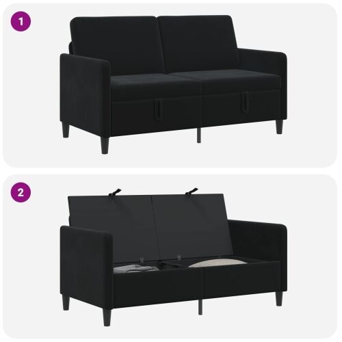 Sofa s pohranom Crna 152 x 78 x 87 cm Poliester - Crna 140 cm Cijena