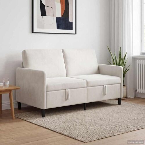 Sofa s pohranom Krem 152 x 78 x 87 cm Poliester - Krem 140 cm Cijena