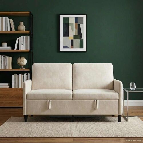 Sofa s pohranom Krem 152 x 78 x 87 cm Poliester - Krem 140 cm Cijena