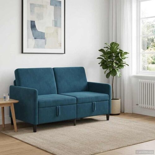 Sofa s pohranom Plava 152 x 78 x 87 cm Poliester - Plava 140 cm Cijena