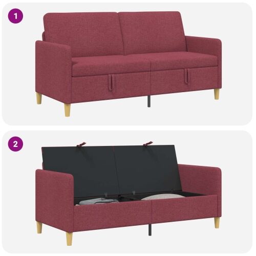 Sofa s pohranom Vinska crvena 172 x 78 x 87 cm Poliester - boja crnog vina 160 cm Cijena