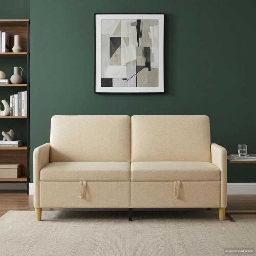 Sofa s pohranom Krem 172 x 78 x 87 cm Poliester - Krem 160 cm Cijena