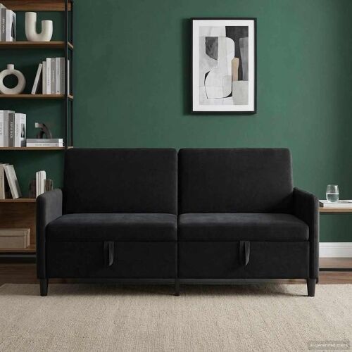 Sofa s pohranom Crna 172 x 78 x 87 cm Poliester - Crna 160 cm Cijena
