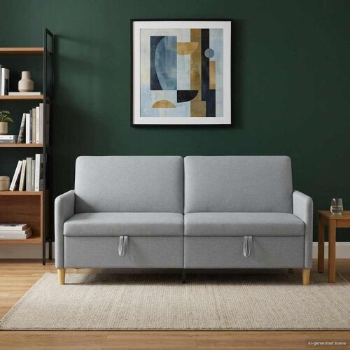 Sofa s pohranom Svjetlosiva 192 x 78 x 87 cm Poliester - Svjetlosiva 180 cm Cijena