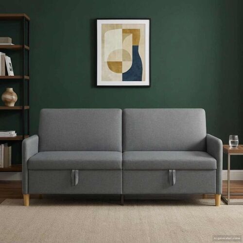 Sofa s pohranom Tamnosiva 192 x 78 x 87 cm Poliester - Tamnosiva 180 cm Cijena